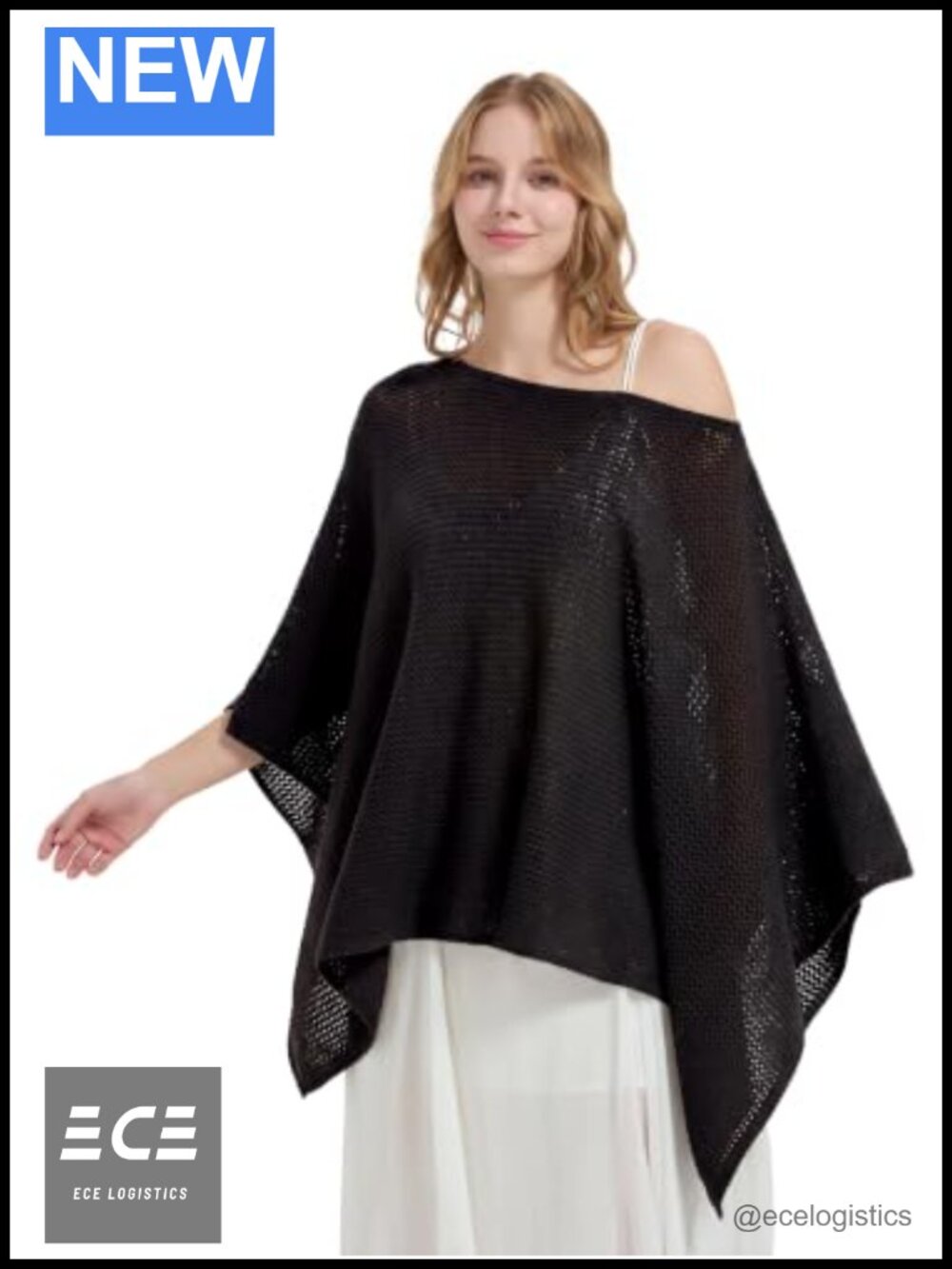 100% Merino Wool Poncho Wrap Sweater Cape Sheer Knit One Size
